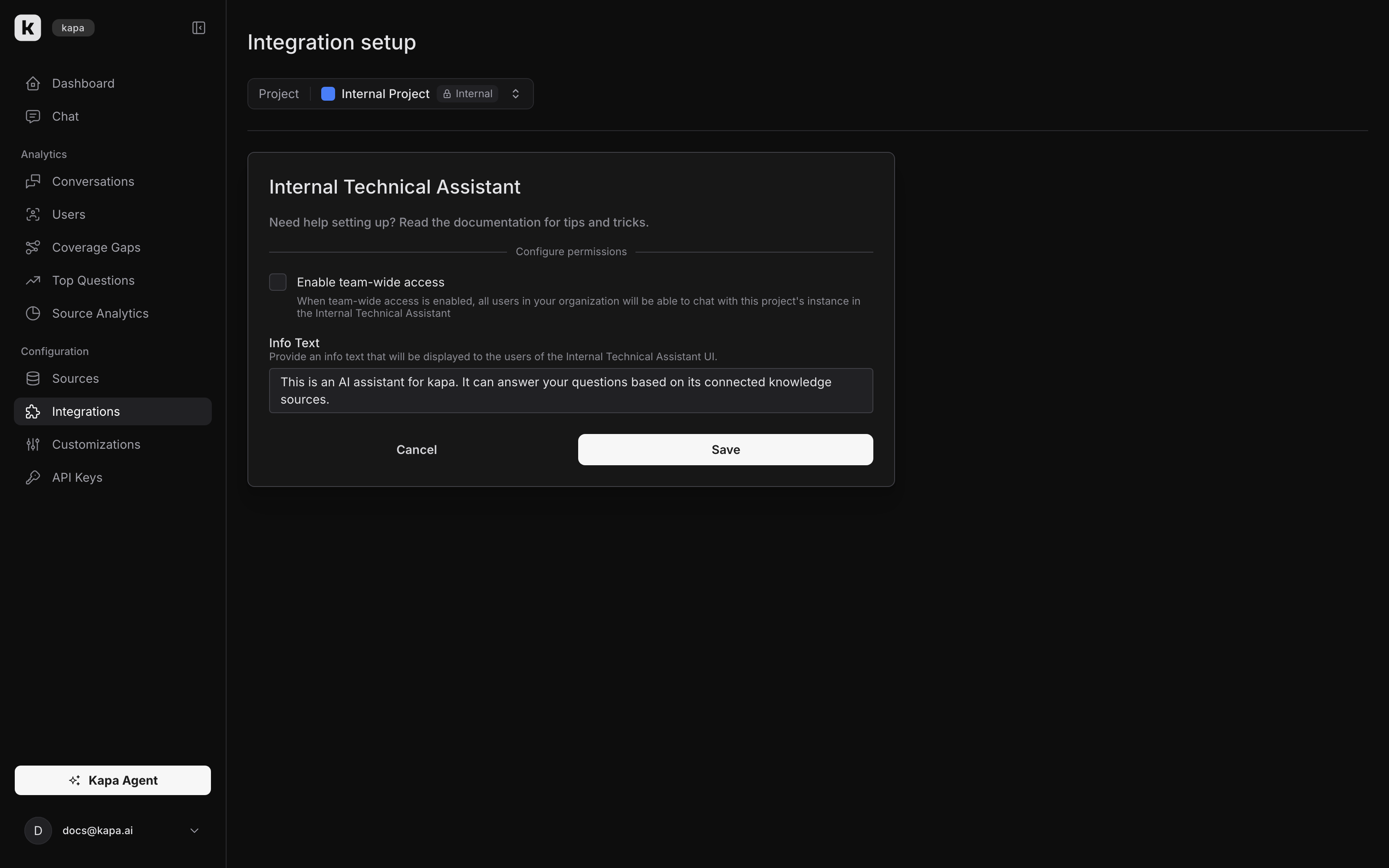 Enable team-wide access option