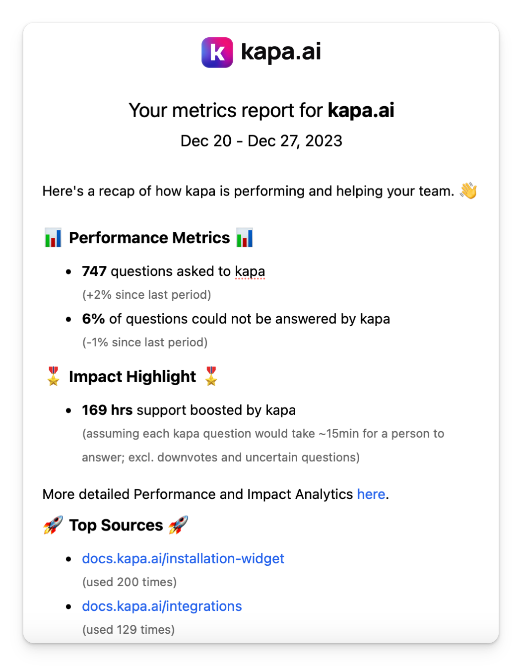 Analytics Email Reports