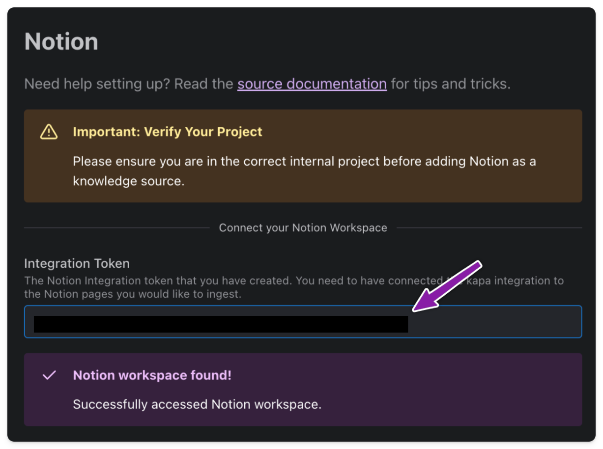 Notion Token Configuration