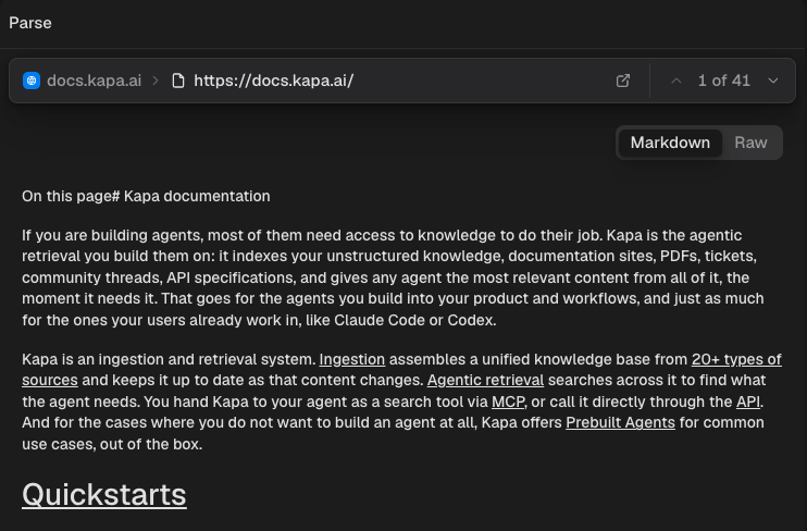 The parse preview with a stray element rendered into the top-level header